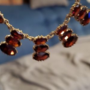 Vintage garnet necklace AM Double German stamped